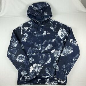 Nike Mens Floral Pullover Training Workout Fitness Hoodie Sweater, Navy, Small
